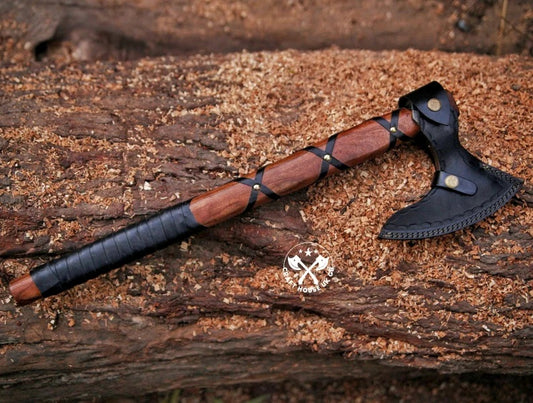 Viking Axe Custom Handmade Carbon Steel Rose Wood Handle-Gift For Special People