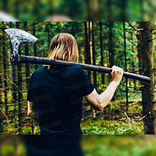 Hand Forged Large Viking Axe, Bearded Viking Axe, Battle Axe, Berserker Two Handed Axe, Viking Hatchet, Ragnar Axe | Christmas Gift